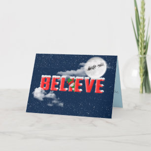 Carte Noël CROYEZ avec Père Noël en traîneau sur la lune