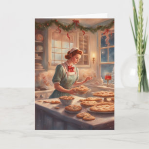 Carte Noël Cuisine de Pâtisserie Vintage 50's