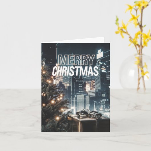 Carte Noël Cyberpunk (Fleur jaune)