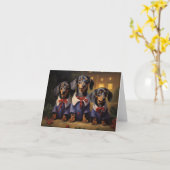Carte Noël Dachshund (Fleur jaune)