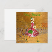 Carte Noël Dame Vintage Or (Devant / Derrière)