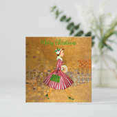 Carte Noël Dame Vintage Or (Debout devant)
