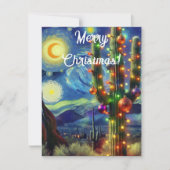 Carte Noël dans le désert Sud-Ouest Saguaro Cactus (Devant)