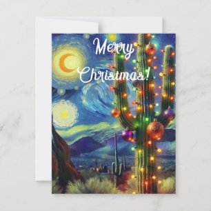 Carte Noël dans le désert Sud-Ouest Saguaro Cactus