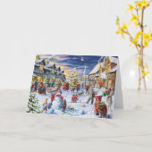 Carte noël dans le village (Fleur jaune)