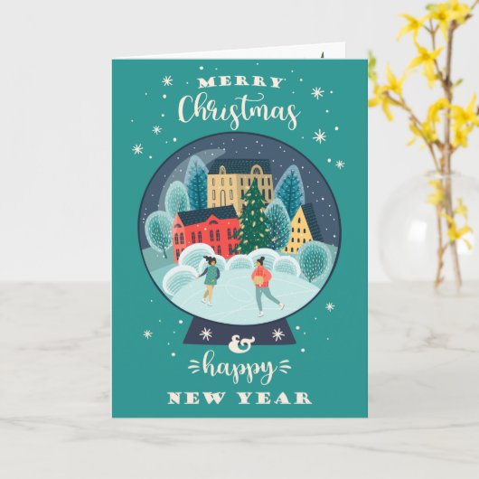 Carte Noël dans un Globe des neiges (Fleur jaune)