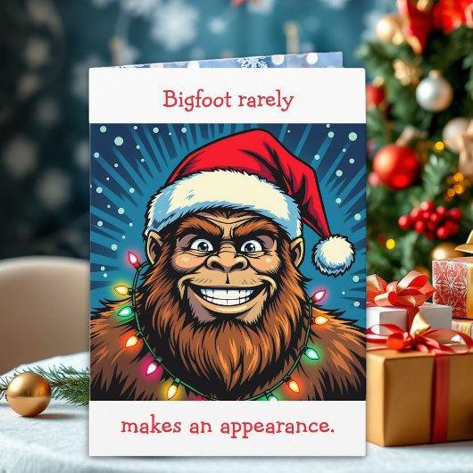 Carte Noël de Bigfoot avec un jeu de mots drôle