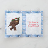 Carte Noël de Bigfoot avec un jeu de mots drôle (Intérieur)