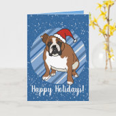 Carte Noël de Bulldog anglais (Fleur jaune)