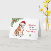 Carte Noël de Bulldog en anglais à Chien dans Funny Père (Fleur jaune)