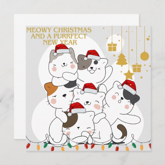 Carte Noël de chat (Devant / Derrière)