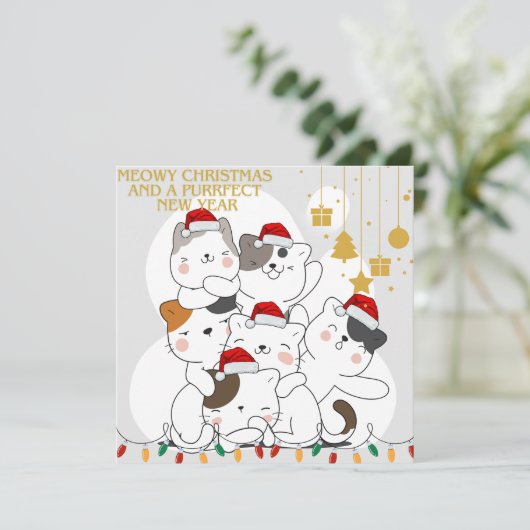 Carte Noël de chat (Debout devant)