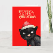 Carte Noël de chat noir (Devant)