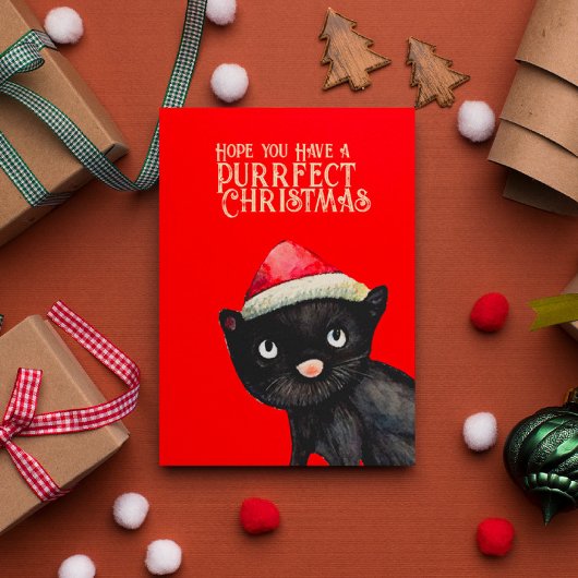 Carte Noël de chat noir