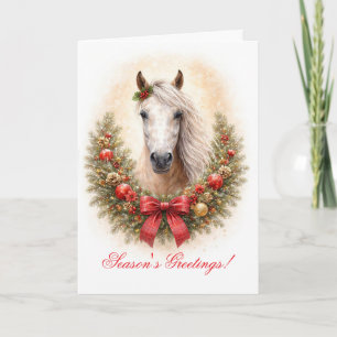 Carte Noël de cheval avec des saisons de salutations de 
