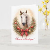 Carte Noël de cheval avec des saisons de salutations de  (Fleur jaune)