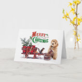Carte Noël de chien Doodle (Fleur jaune)