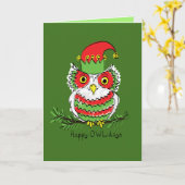 Carte Noël de chouette mignon drôle de fête (Fleur jaune)