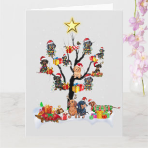 Carte Noël de Dachshund sur l'arbre Chemise Noël idées c