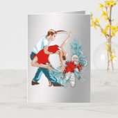 Carte Noël de danseurs bonnes fêtes (Fleur jaune)