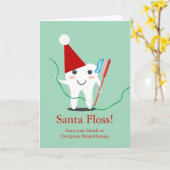 Carte Noël de Dental Office, Business Père Noël Floss (Fleur jaune)