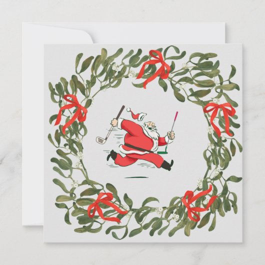 Carte Noël de golf avec le golf du Père Noël (Devant)