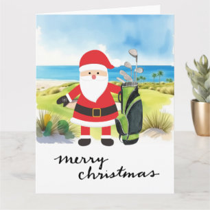 Carte Noël de golf avec Santa Claus Golfer