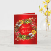 Carte Noël de la couronne de Noël (Fleur jaune)