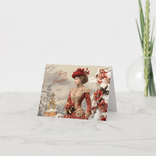 Carte Noël de la dame victorienne