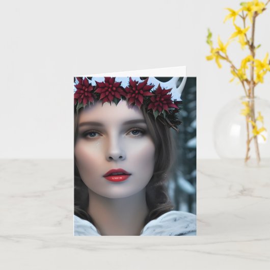 Carte Noël de la déesse d'hiver (Fleur jaune)