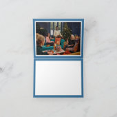 Carte Noël de la fête des éléphants blancs (bleu) Merci (Intérieur)