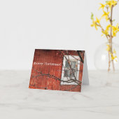 Carte Noël de la grange rouge (Fleur jaune)