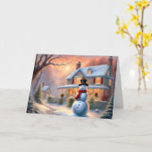 Carte Noël de la Maison des neiges d'hiver (Fleur jaune)