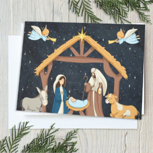Carte Noël de la Nativité chrétienne mignonne