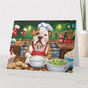 Carte Noël de la pâtisserie de Bulldog Américain : Noël 