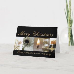 carte noël de l'entreprise noir or collage x mas