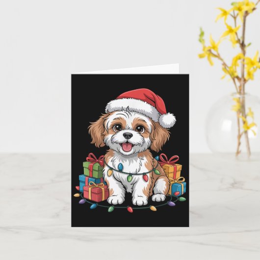 Carte Noël de Noël de Cavachon Noël Design Amour de chie (Fleur jaune)