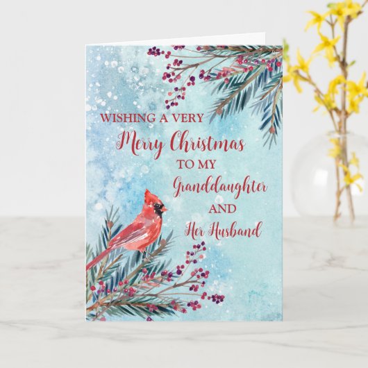 Carte Noël de petite-fille rustique et de son mari (Fleur jaune)