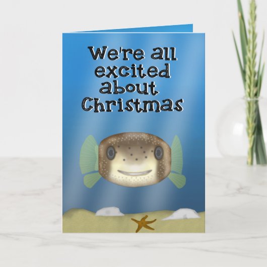 Carte Noël de poissons de décolleur de porc-épic (Devant)