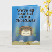 Carte Noël de poissons de décolleur de porc-épic (Fleur jaune)