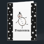 Carte Noël de Snowman personnalisé<br><div class="desc">Cette carte de Noël personnalisée présente le personnage Snowman de l'équipage de Noël.</div>