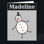 Carte Noël de Snowman personnalisé<br><div class="desc">Cette carte de Noël personnalisée présente le personnage Snowman de l'équipage de Noël.</div>