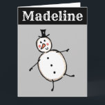 Carte Noël de Snowman personnalisé<br><div class="desc">Cette carte de Noël personnalisée présente le personnage Snowman de l'équipage de Noël.</div>