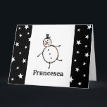 Carte Noël de Snowman personnalisé<br><div class="desc">Cette carte de Noël personnalisée présente le personnage Snowman de l'équipage de Noël.</div>