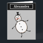 Carte Noël de Snowman personnalisé<br><div class="desc">Cette carte de Noël personnalisée présente le personnage Snowman de l'équipage de Noël.</div>