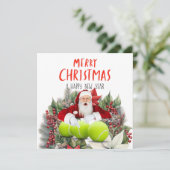 Carte Noël de tennis avec le Père Noël (Debout devant)