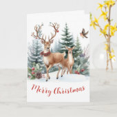 Carte Noël Deer Holiday (Fleur jaune)