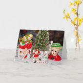 Carte Noël des années 50 à la mode rétro Nouvel An (Fleur jaune)