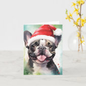 Carte Noël des Bulldog français (Fleur jaune)