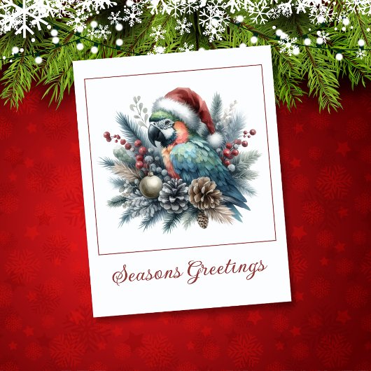 Carte Noël des Joyeuses Fêtes de perroquets tropicaux